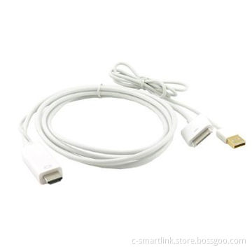 iPad to HDMI adapter, 1.8m dock 30P male + USB for iPhone 4, 4S, iPad 2, iPad, charging data transit